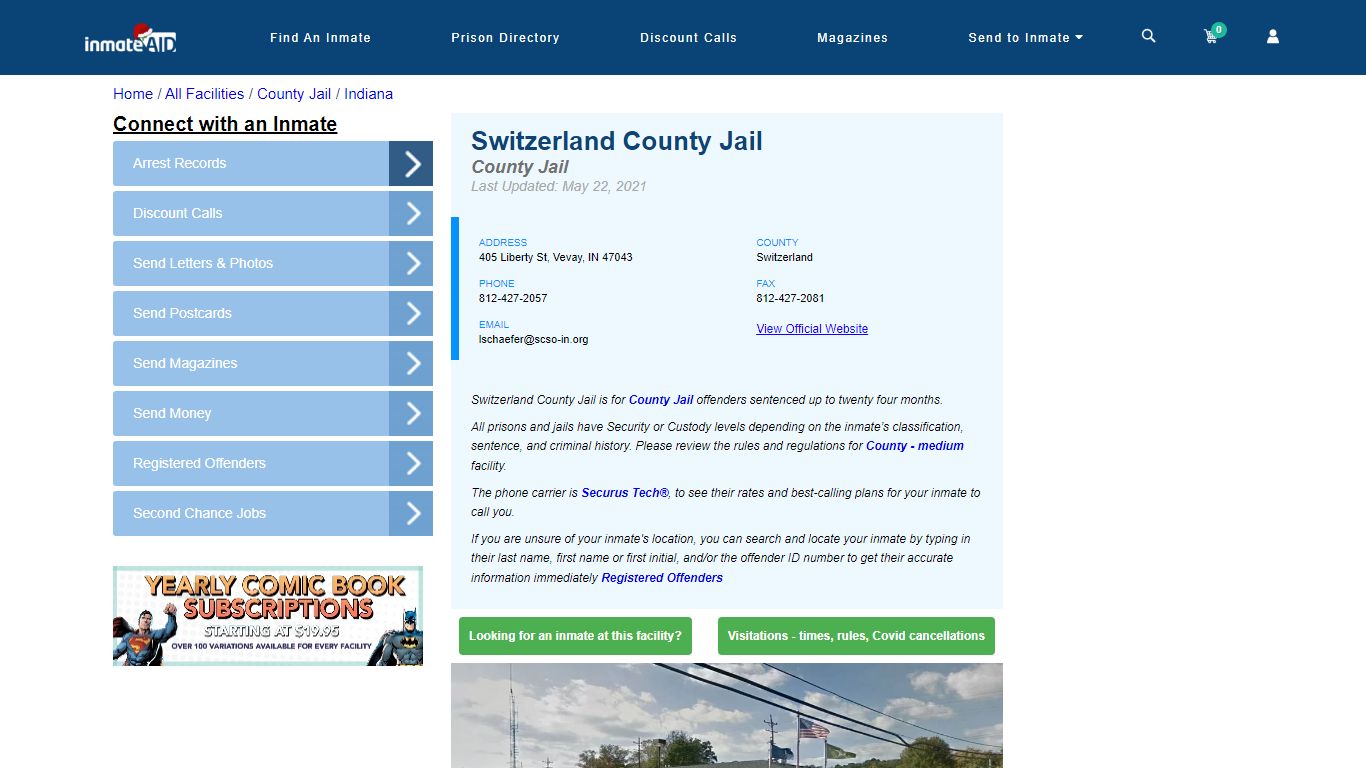 Switzerland County Jail - Inmate Locator - Vevay, IN