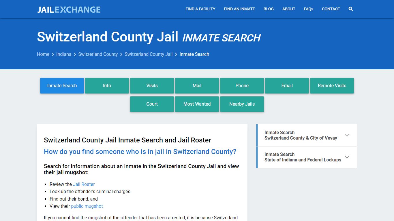 Switzerland County Jail Inmate Search - Jail Exchange